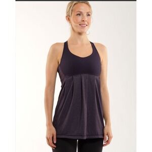 Lululemon Ruched Hem Tank Top Built-in Bra Purple Heathered Athletic Yoga M